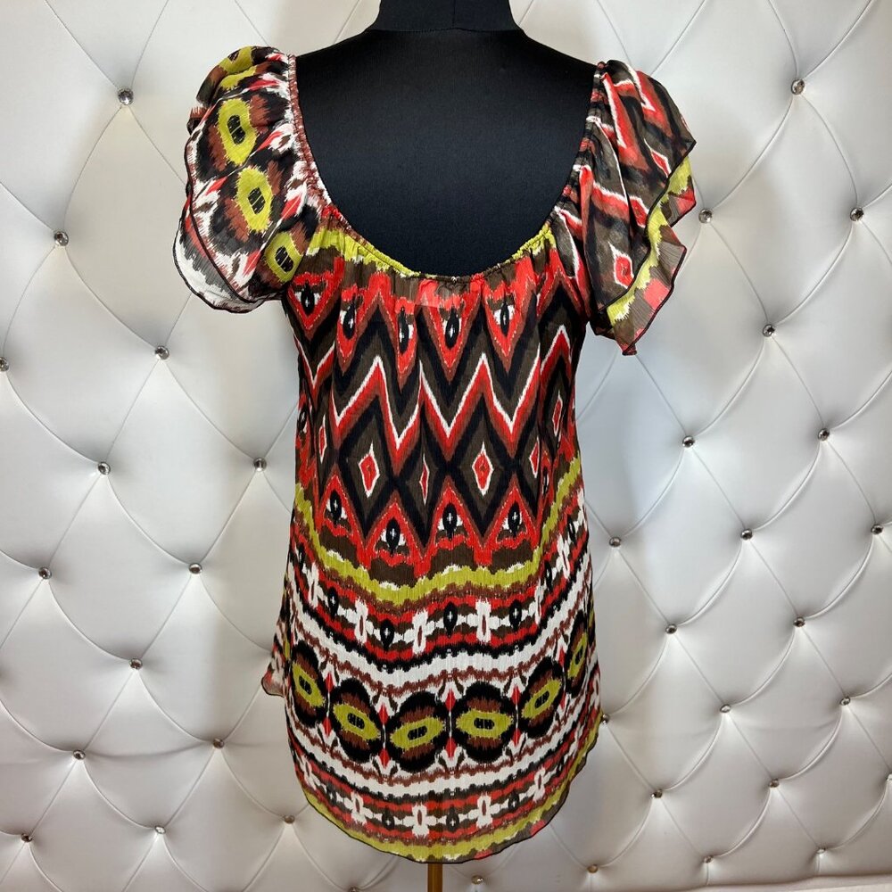 Have a Multicolor Chevron Ruffle Top Size L - Picture 3 of 8